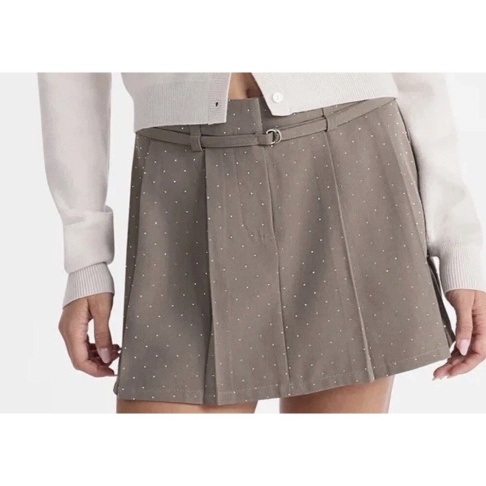 No Boundaries Embellished Pleated Mini Skirt  Women's  M (8-10)